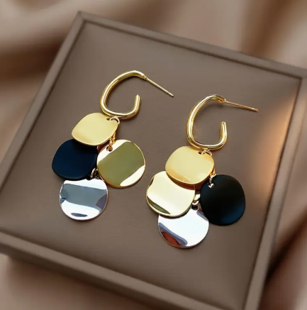 ❹❻🌹1 Par de Pendientes con Borlas y Diseño Geométrico Exagerado para Chicas