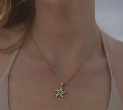 T❹❺🦋Collar con Colgante de Estrella de Mar Hipoalergénico para Mujeres con Detalles