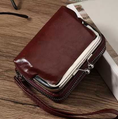 T❺❺🍂Clutch para Mujer, Bolso Corto de Cuero Sintético con Cremallera y Correa