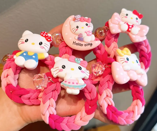 T ❸❹🌻 Sanrio Hello Kitty Cartoon Hair Ring, Plastic, Sweet Skirt