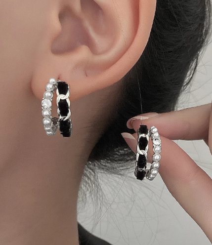 ❹❽🌻1 Par Pendientes Redondos Franceses Vintage Con Capas Dobles De Perlas Sintéticas