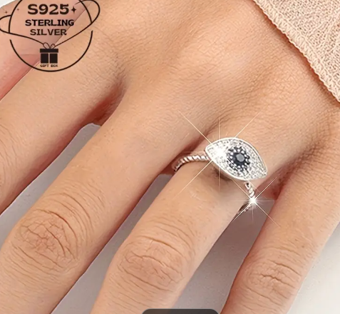 T❹❶💐Anillo ajustable de plata de 925 para mujeres - Estilo lujoso