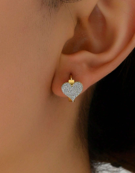 ❶❹⭐1 Par De Pendientes De Aro En Forma De Corazón Elegantes, Clásicos Y Versátiles, Enchapados En Oro De 18k Para Mujer, Adecuados Para El Trabajo