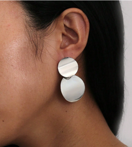 ❹❽🌻1 par de pendientes minimalistas de clip geométricos texturados y metálicos