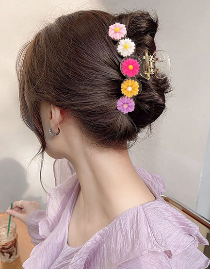 🍄 ❶❺1 Klip Para El Cabello Dulce En Forma De Estrella De Cinco Puntas Con Brillo Fino Dopamine Flower Y2k En Colores Dulces Estilo Boho