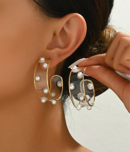 ❹❽🌻1 par de pendientes de aro elegantes de moda