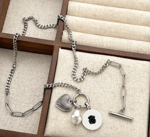 T❸❸💫 1pc Collar de Perla Elegante Barroco para Mujeres - Acero Inoxidable