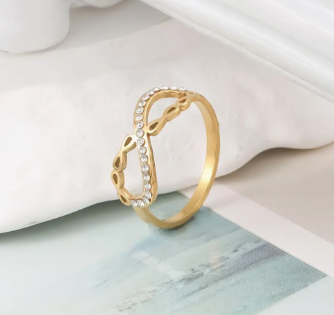 T❹❹🍂Anillo elegante y sencillo con nota musical de infinito, acero inoxidable