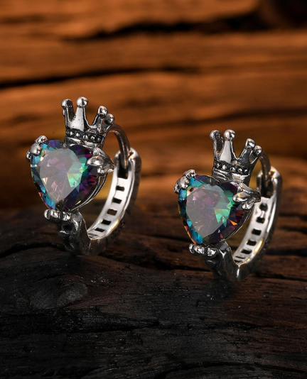 ❷❽💐Pendientes argolla con decoración de corazón y corona de circonita cúbica, regalo para el Día de San Valentín, Día de la Madre