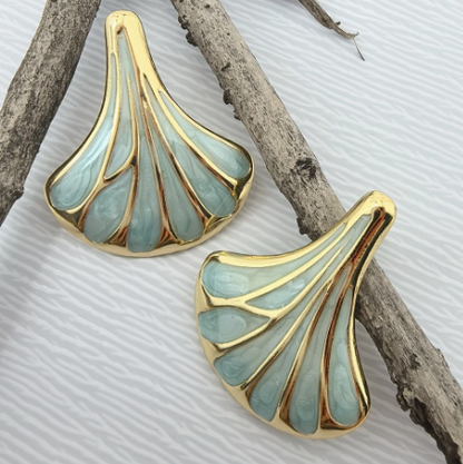 T❹❺🦋1 Par de Pendientes Elegantes con Diseño de Hoja en Acero Inoxidable