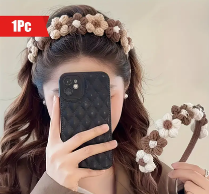 T❸❷🍁Encanto Ajustado, Diadema de Flores Tejida Chic para Mujeres y Niñas