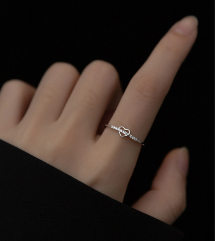 ❸❷🍁Anillo decorado con strass y corazón Día de los Enamorados
