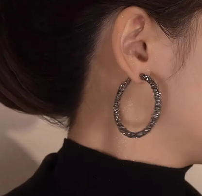 T❹❺🦋1 Par, Pendientes De Aro Grandes Con Diamantes De Imitación Bohemios