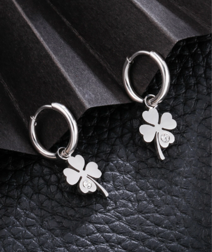 ❷❽💐1 pieza Pendientes con forma de trébol de cuatro hojas, joyería de acero inoxidable para San Valentín, mamá, madre, Día de la Madre, regalo