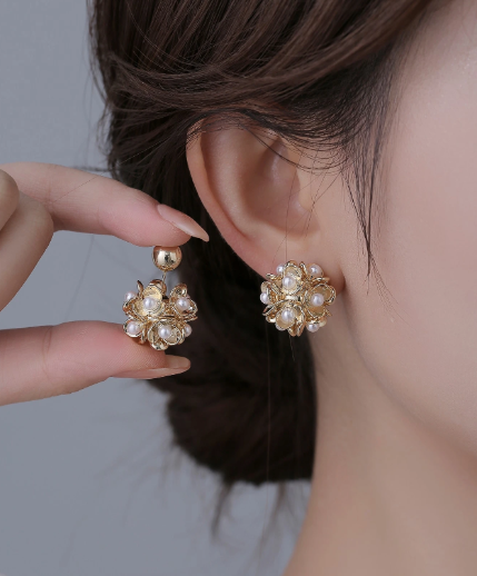 ❹❽🌻Aretes Con Decoración De Perlas Sintéticas