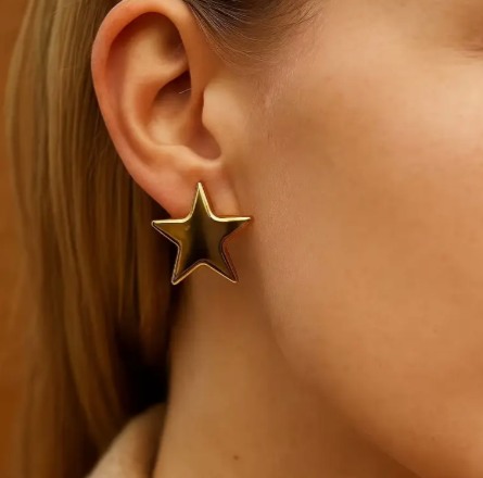 T❺❶🌻Pendientes de estrella de cinco puntas de acero inoxidable estilo Y2K