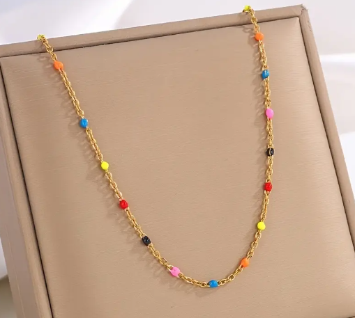 T❹❷🔥Collar Bohemio de Acero Inoxidable con Cuentas Coloridas para Mujer