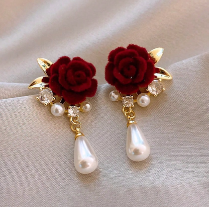 ❹❺🦋1 par de pendientes colgantes con perla