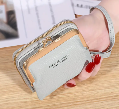 T❹❽🌻Pequeña Bolsa De Tarjeta De Crédito Para Mujeres, Billetera Con Cierre De Beso Multifuncional