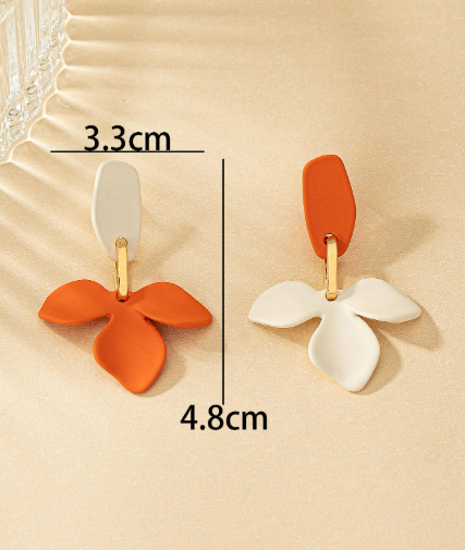 T❹❶💐Aretes colgantes con flores bicolor