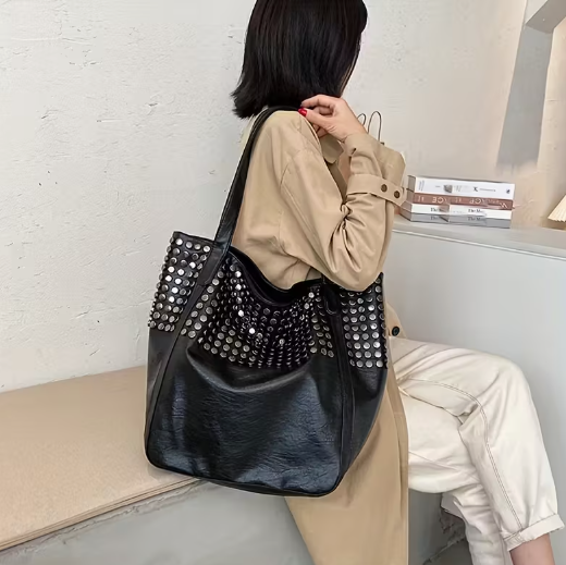 T❺⓿💥Bolso Tote de Gran Capacidad para Mujer con Detalles de Remaches