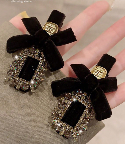 ❸❷🍁Set de 2 piezas de Pasadores para el cabello con diamantes de imitación y moño, accesorios de moda para el cabello