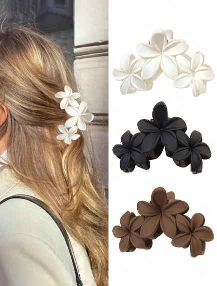 ❶❸🍁3 piezas/Set Pinzas para el cabello con flores de estilo Plumeria medianas y versátiles