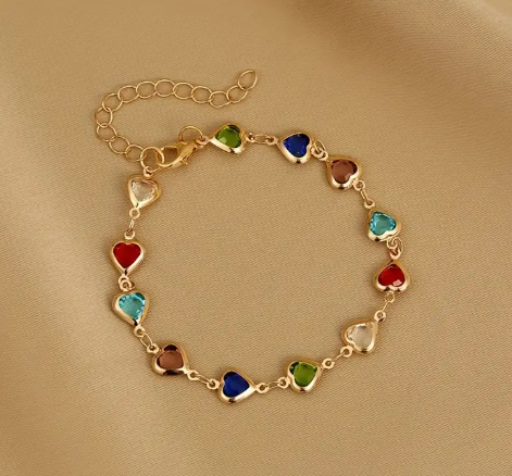 T❸⓿🌼1pc Pulsera de acero inoxidable elegante de diseño de corazón cúbico brillante, joyería delicada de cuentas para uso diario