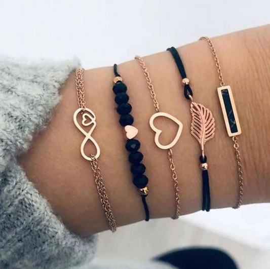 🍄 ❶❺ piezas/set Pulsera con adorno de corazón