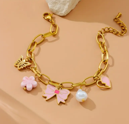 T❹❾💥Pulsera de acero inoxidable 304 para mujeres, estilo elegante y dulce