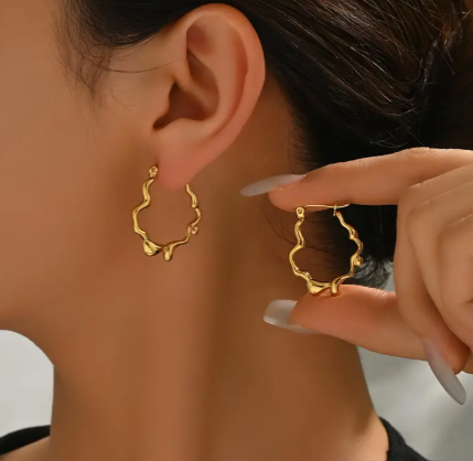 T❺❶🌻1 Par de Pendientes de Aro de Acero Inoxidable