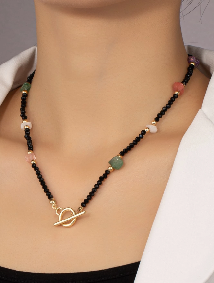 ❽❣️Collar con cuenta con diseño de piedra