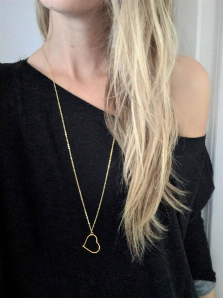 ❸ 🍓 Collar largo con colgante de corazón hueco Simple para mujer, nuevo