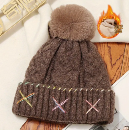 T❺❷🌻Gorro de invierno acogedor con pompon