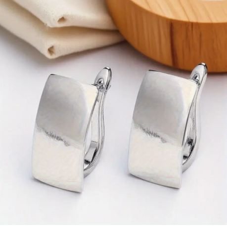 T❹❻🌹1 Par de Pendientes Cuadrados Elegantes y Minimalistas, Acero Inoxidable