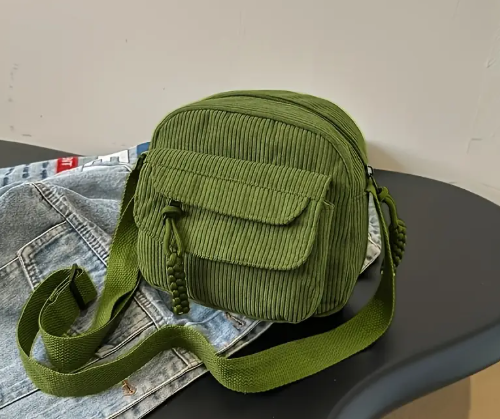 T❹❸🍀Bandolera de Pana Estilo Harajuku para Mujer - Correa Ajustable