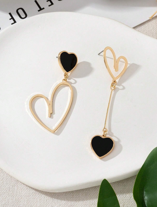 💚Un par de dulces y elegantes pendientes de aro con colgante en forma de corazón de metal como regalo de cumpleaños, aniversario o para una cita