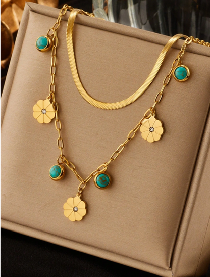 ❷❼😍1 pieza Collar colgante con multi-capas de acero