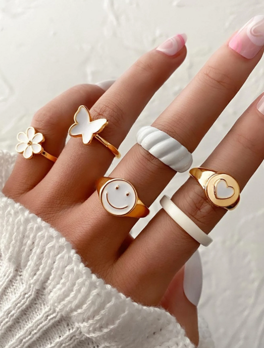 ❽❣️6 piezas Anillo con diseño de mariposa