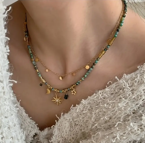 T❺❸💫Collar de Piedras Estilo Bohemio Vintage