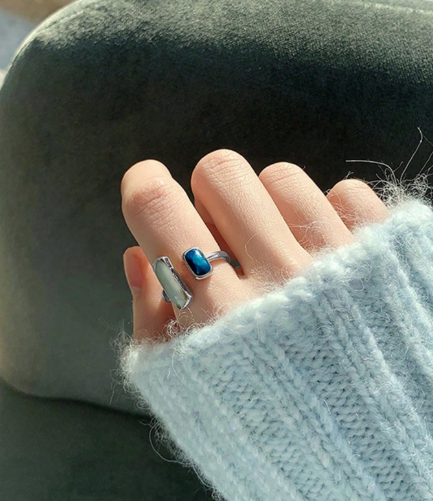 ❹❽🌻1 pieza Anillo único de diseño elegante y europeo con abertura en forma de gota de aceite