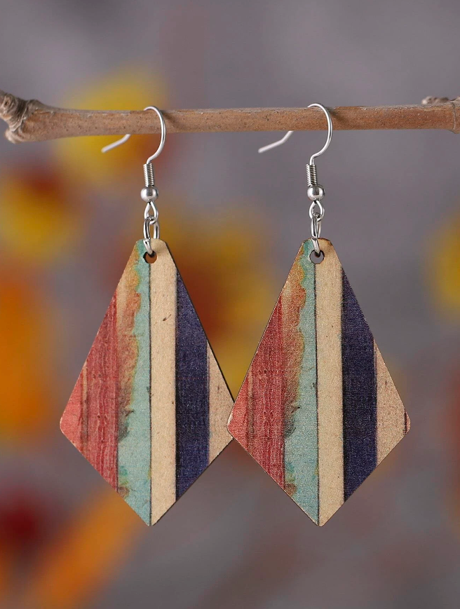 🌻Pendientes largos geométricos de color combinado