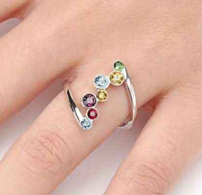 🍂T❹❹🍂Anillos de Circonita Sintética con Piedra Nacimiento para Mujer