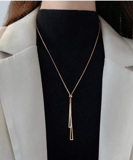 ❸❷🍁1 Pieza Regalo Del Festival De Mujeres, Colgante De Borla De Triángulo De Acero Inoxidable Con Simple Chapado En Oro De 18k