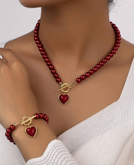 ❶❶🍎Conjunto de collares y pulseras en forma de corazón