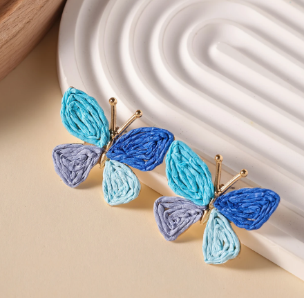 T❹❺🦋Aretes de mariposa de crochet al estilo bohemio del año 2000