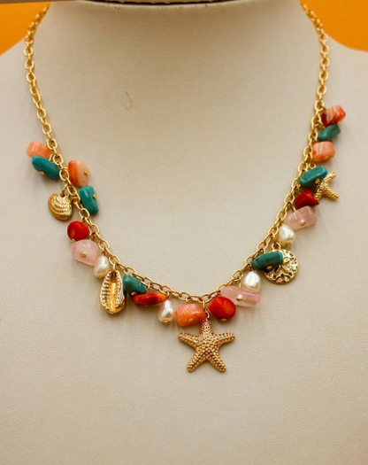 ❹❽🌻1 pieza Collar de mujer con tema oceánico de moda