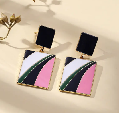 T❹❺🦋Par de Pendientes Rectangulares Elegantes para Mujer
