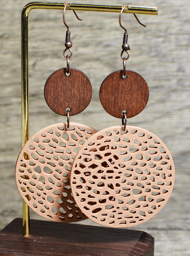 🌹1 par Pendientes largos moda de madera con abertura para mujeres para decoración diaria