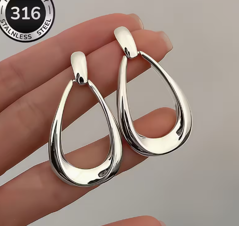 T❺❶🌻Aretes de acero inoxidable hipoalergénicos en forma de gota dorada, alta calidad